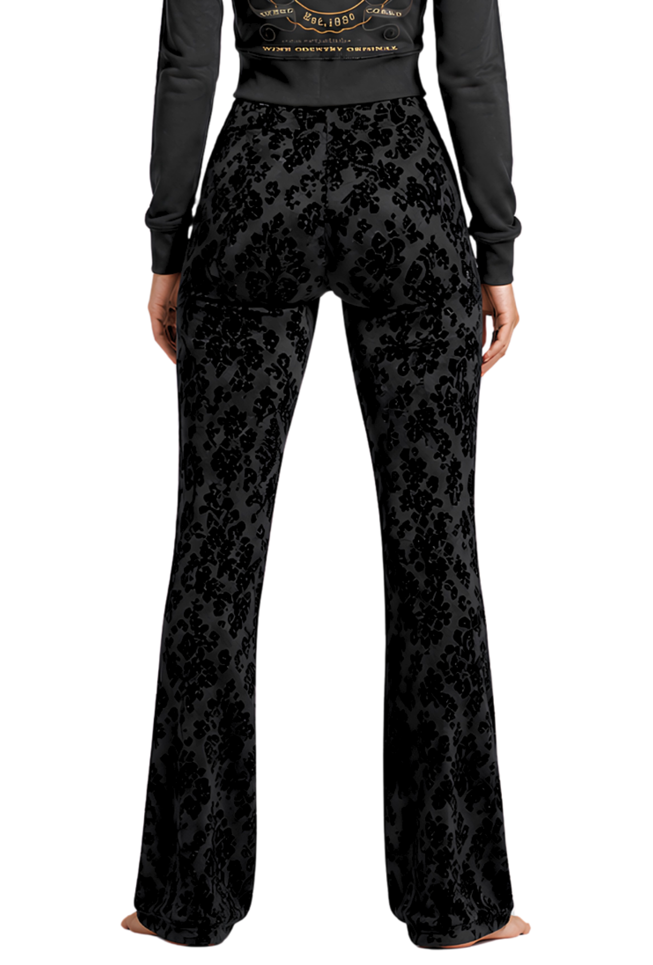 Damask Charcoal Women's Straight-leg Pants