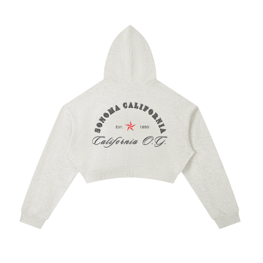California O.G.  Women's  Cropped Zip-Up Hoodie
