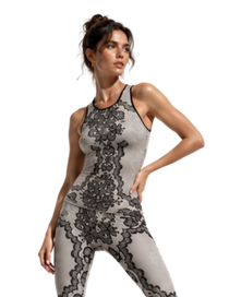 Nude Lace Print Women's Low Rise Yoga Leggings