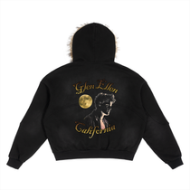 Sun Fade Boxy Detachable Fur Hoodie