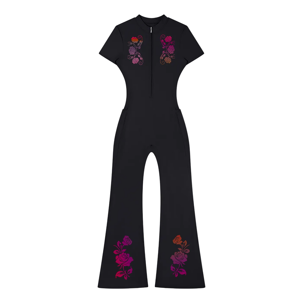 Women’s Tight Flared Leg Quarter-Zip Jumpsuit