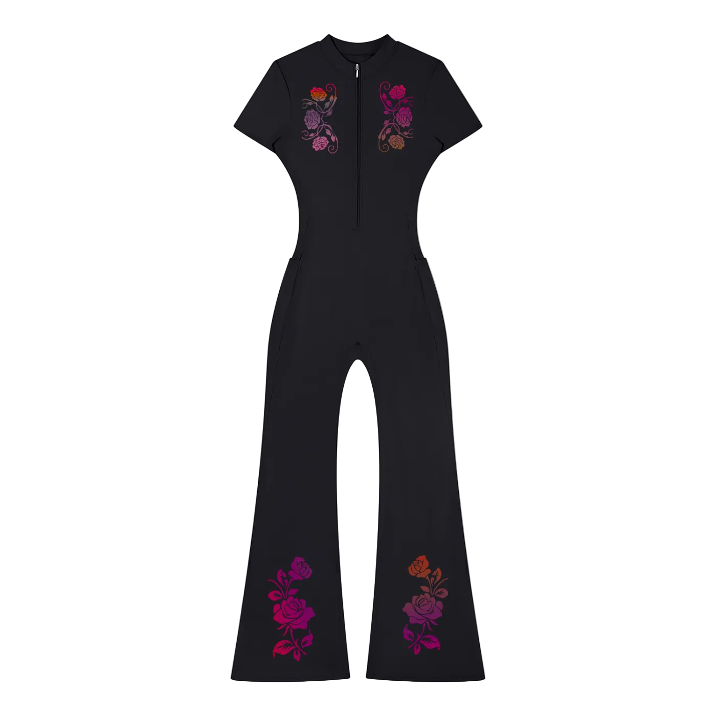 Women’s Tight Flared Leg Quarter-Zip Jumpsuit
