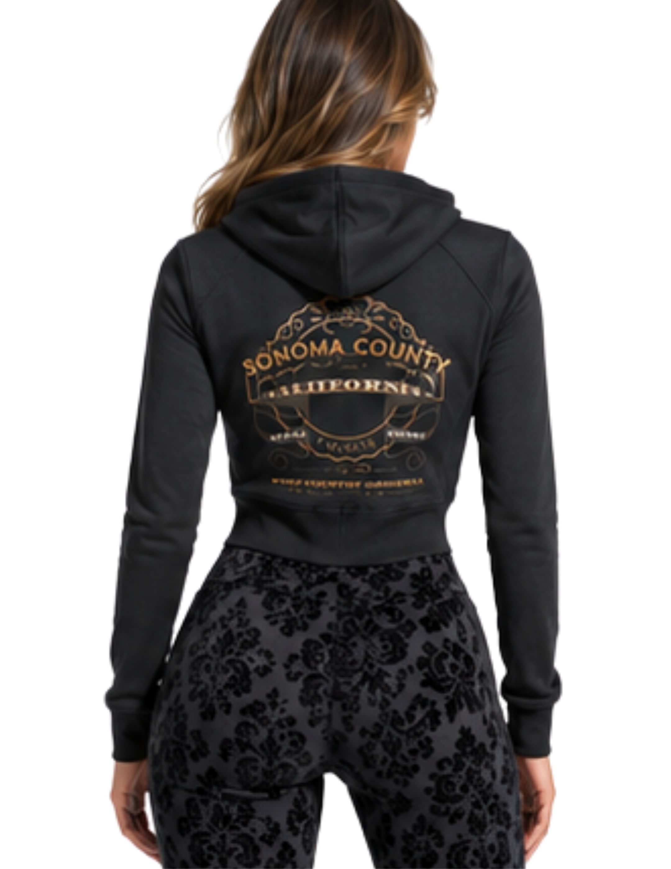 Sonoma County Wine Country Original Cropped Zip-Through Hoodie