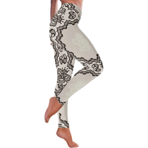 Nude Lace Print Women's Low Rise Yoga Leggings