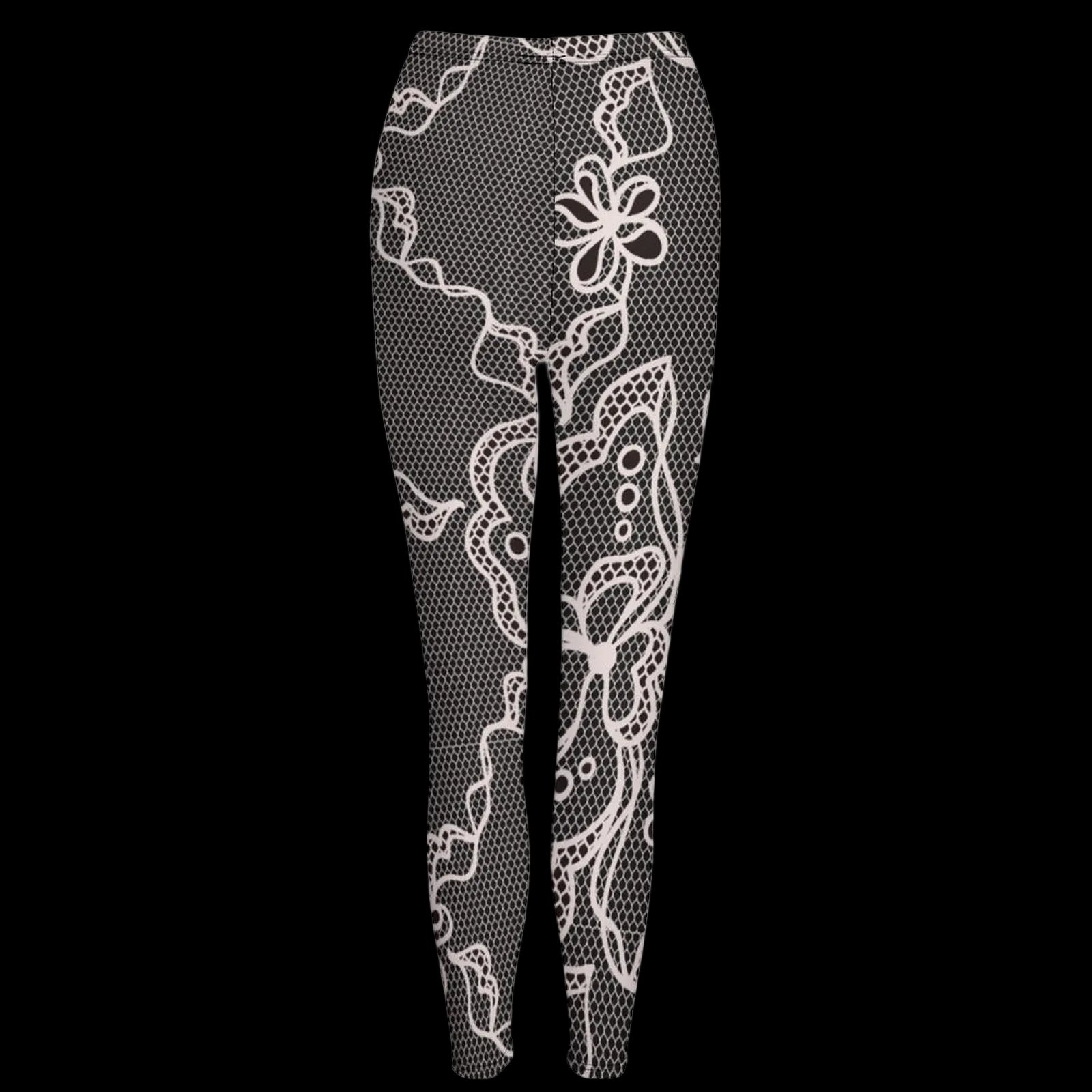 Contrast Lace Print Women's High-Waist Legging
