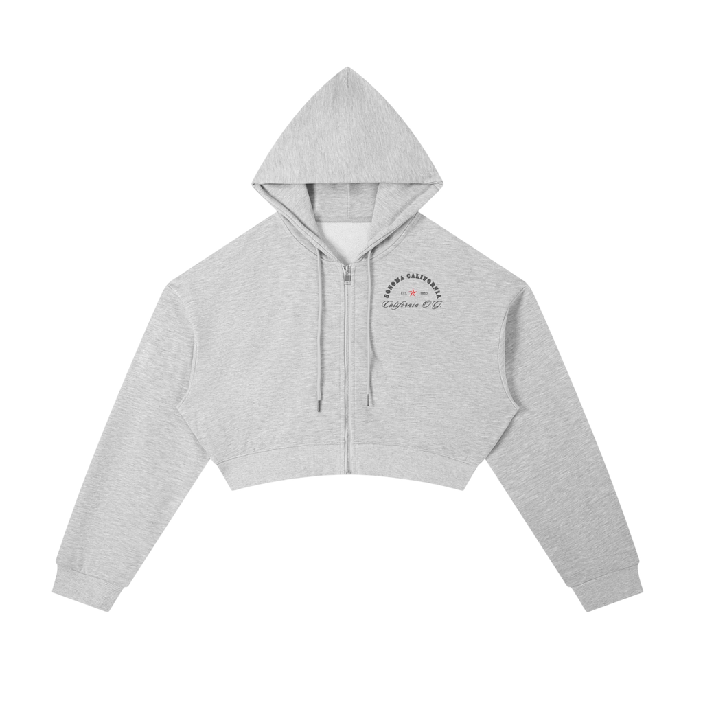 California O.G.  Women's  Cropped Zip-Up Hoodie