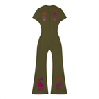 Women’s Tight Flared Leg Quarter-Zip Jumpsuit