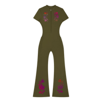 Flamenco Flared Leg Quarter-Zip Jumpsuit