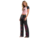 Flamenco Rose Sunfade Wide Leg Fleece Sweatpants