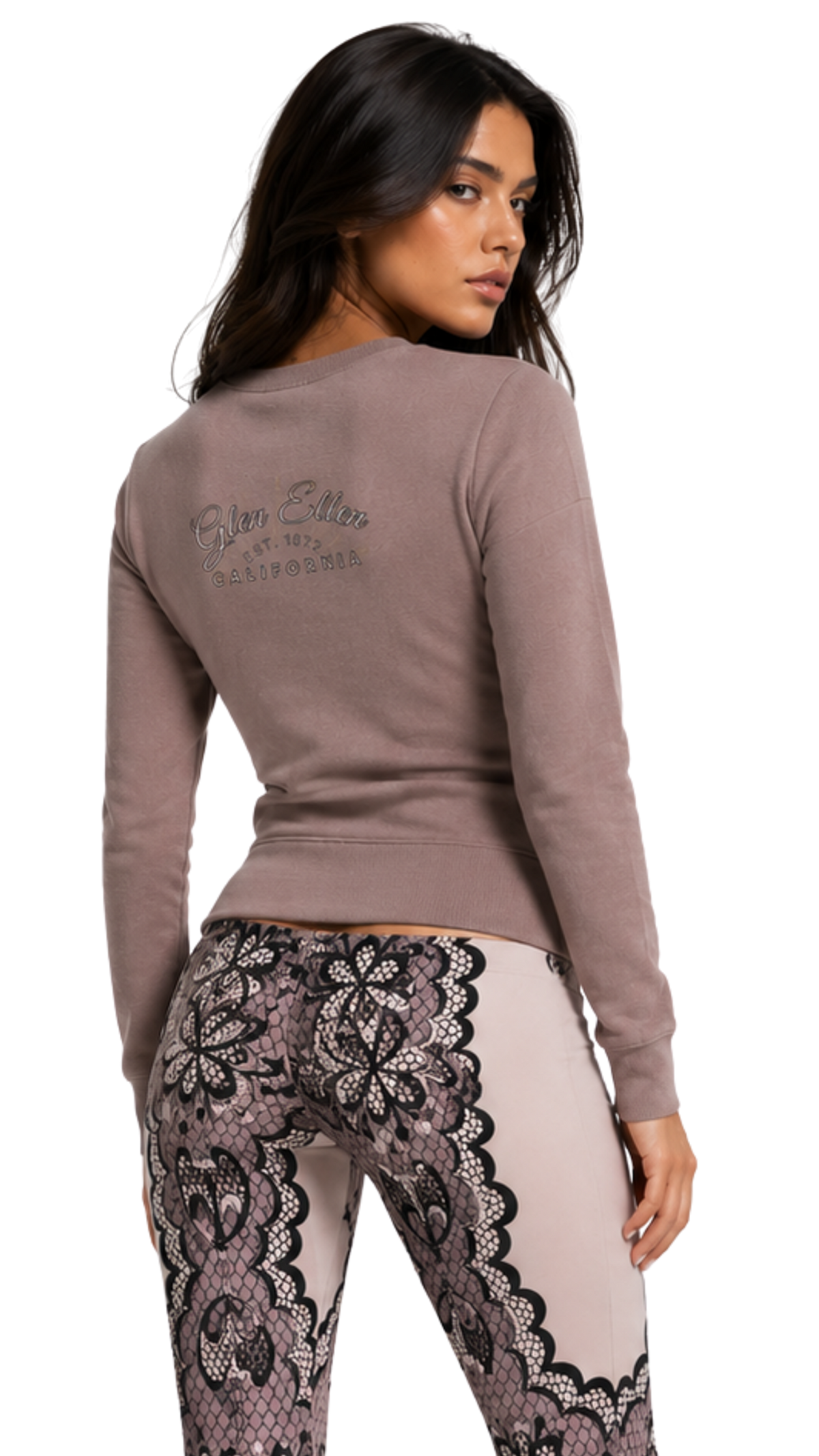 Lace Crochet Print High Waist Flare Leggings Main image