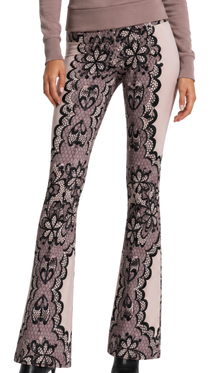 Lace Crochet Print High Waist Flare Leggings