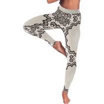 Nude Lace Print Women's Low Rise Yoga Leggings