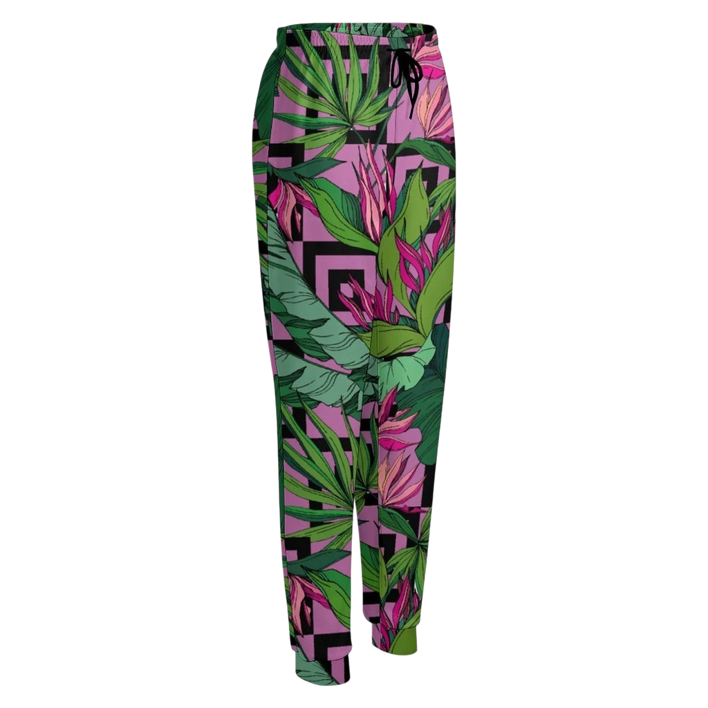 Pink Palms Print Women's Sweatpants
