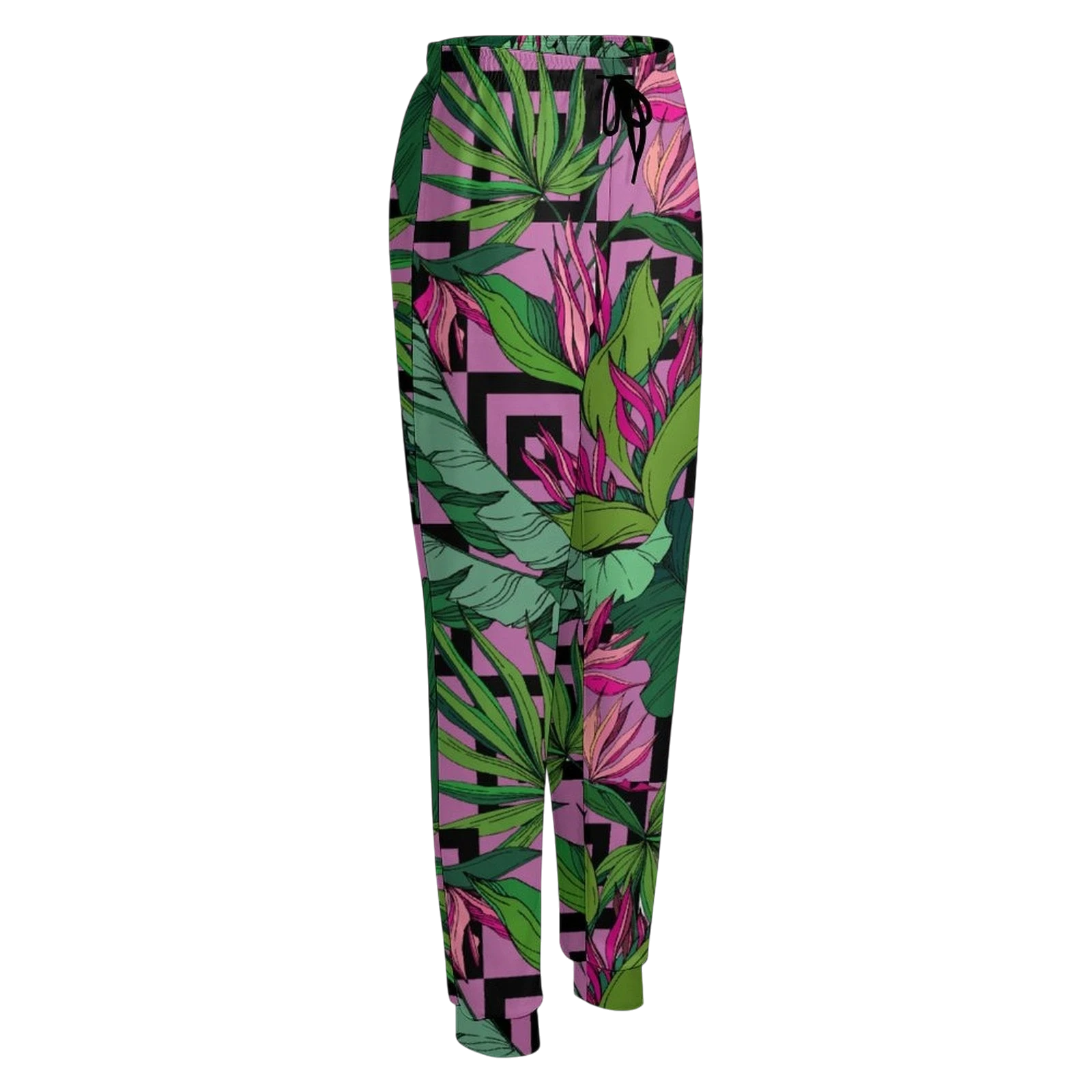 Pink Palms Print Women's Sweatpants