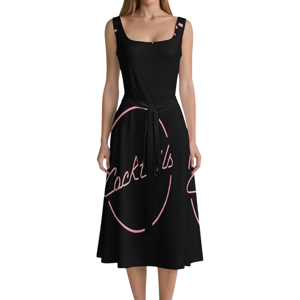 COCKTAILS Tie Waist Sleeveless Dress