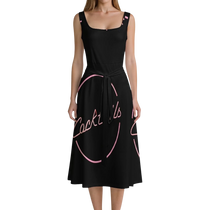Pink Neon Cocktails Tie Waist Sleeveless Dress