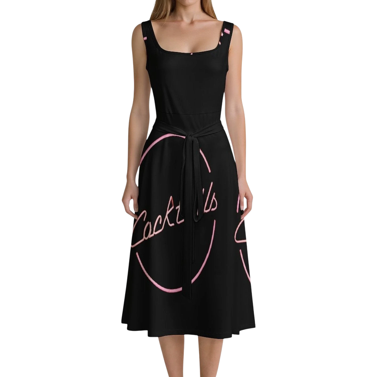 COCKTAILS Tie Waist Sleeveless Dress