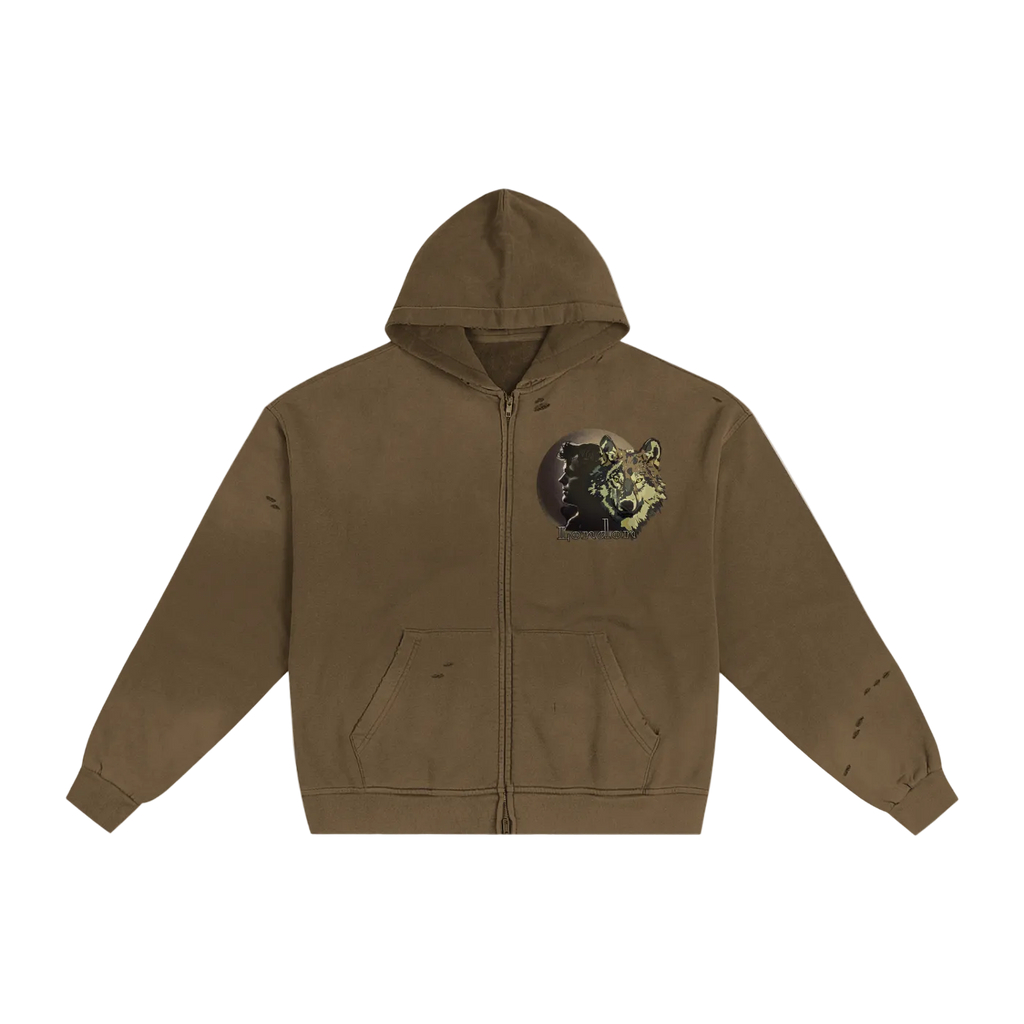 Jack London Wolf Sunfade Zip Hoodie