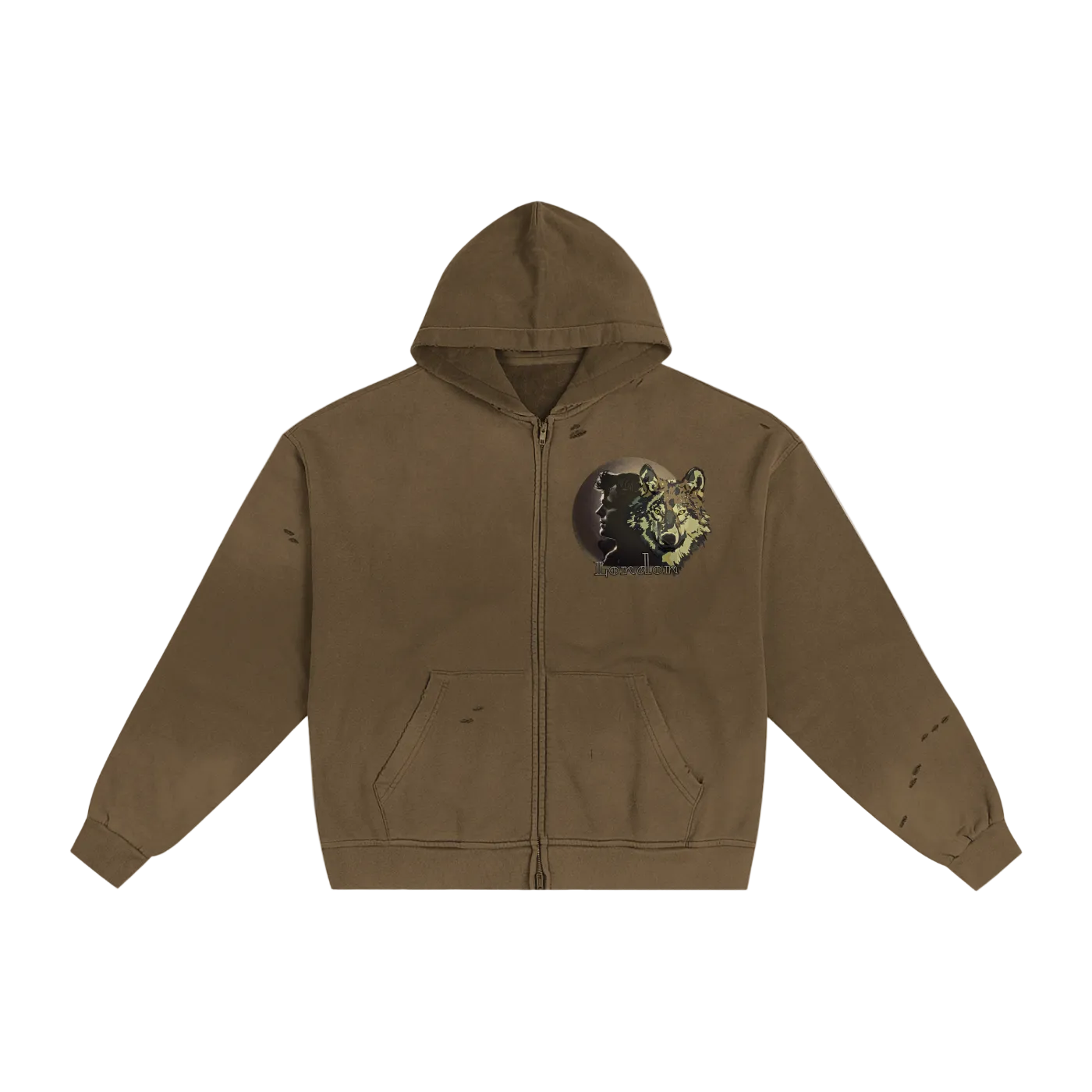 Jack London Wolf Sunfade Zip Hoodie