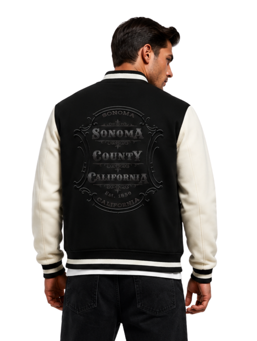 Sonoma County Emblem Two-Tone Fleeced Varsity Jacket