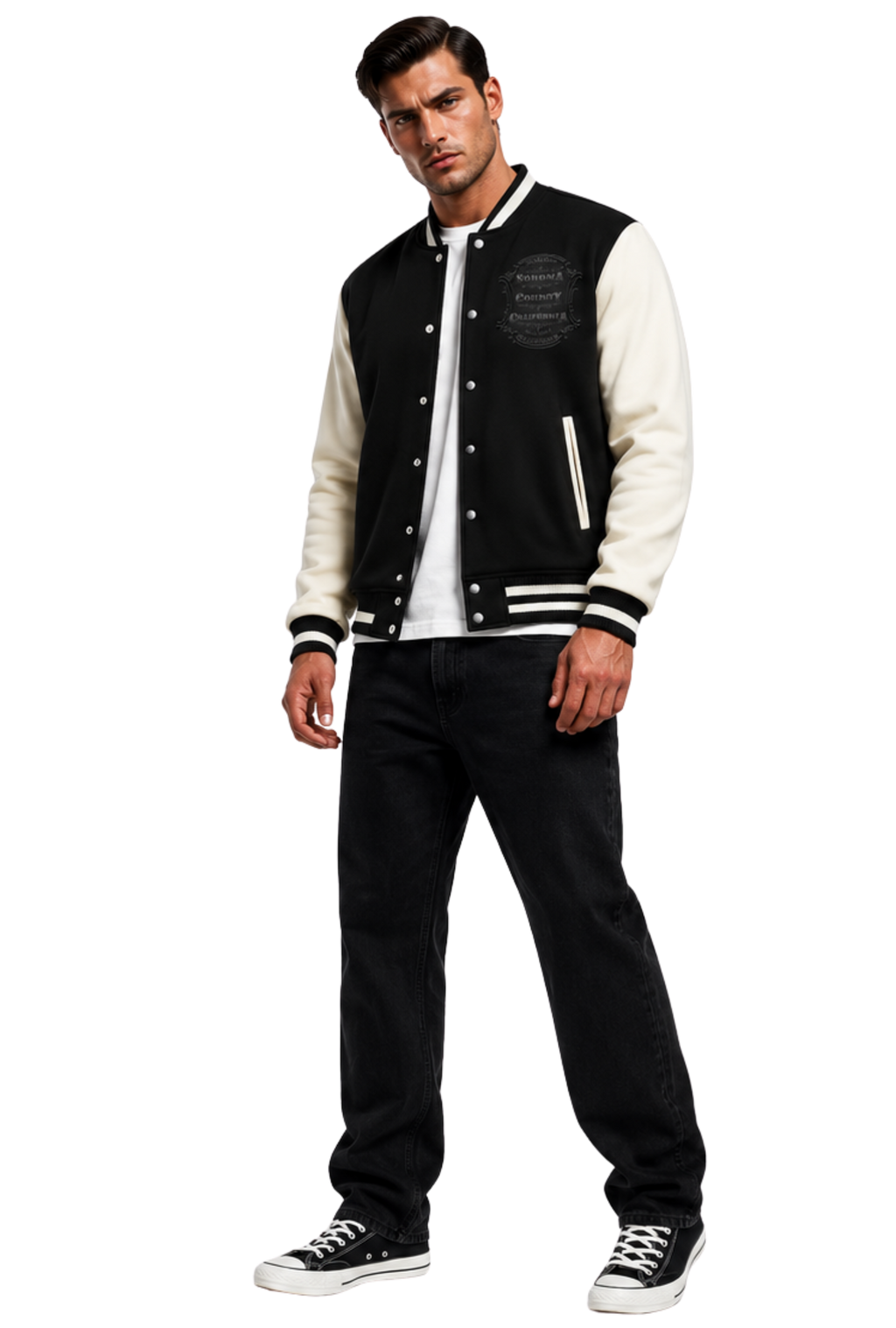 Sonoma County Emblem Two-Tone Fleeced Varsity Jacket