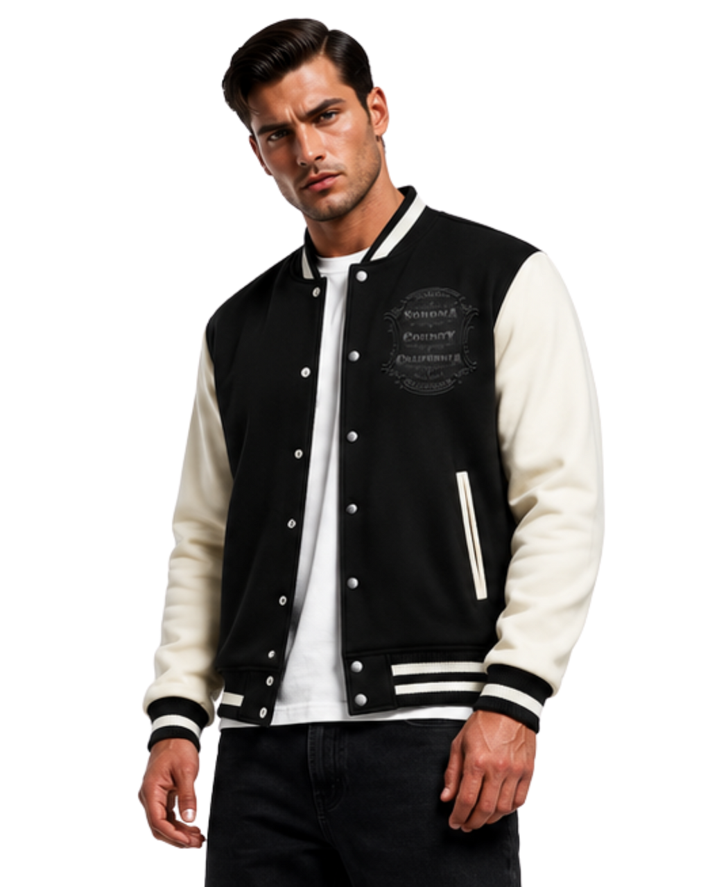 Sonoma County Emblem Two-Tone Fleeced Varsity Jacket