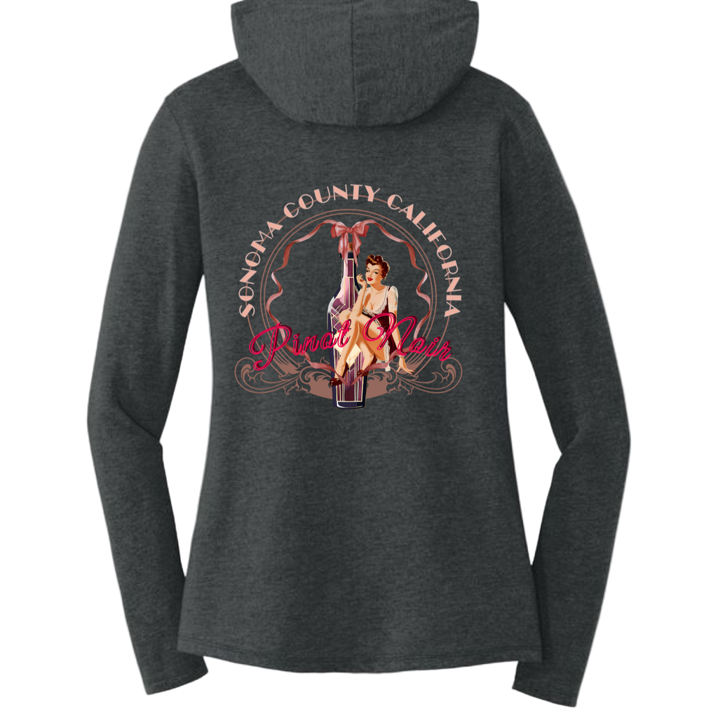 PINOT NOIR PINUP Long Sleeve Womens Hooded T-Shirt - Hoodies from USPF