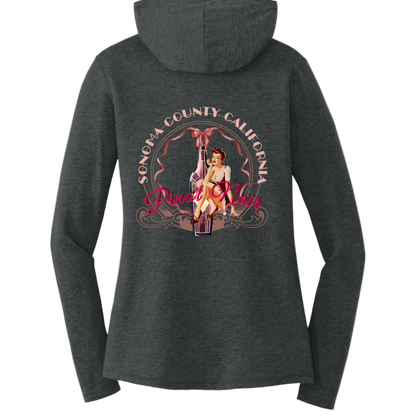 PINOT NOIR PINUP Long Sleeve Womens Hooded T-Shirt
