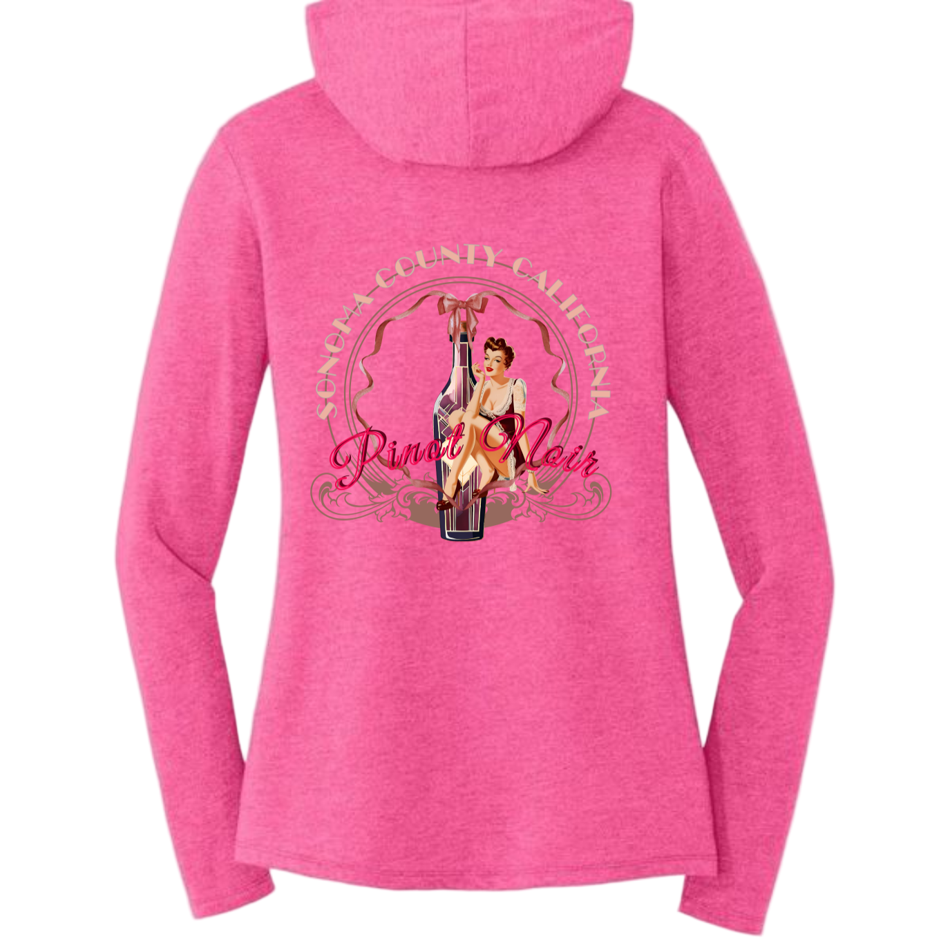 PINOT NOIR PINUP Long Sleeve Womens Hooded T-Shirt