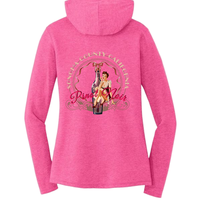 PINOT NOIR PINUP Long Sleeve Womens Hooded T-Shirt