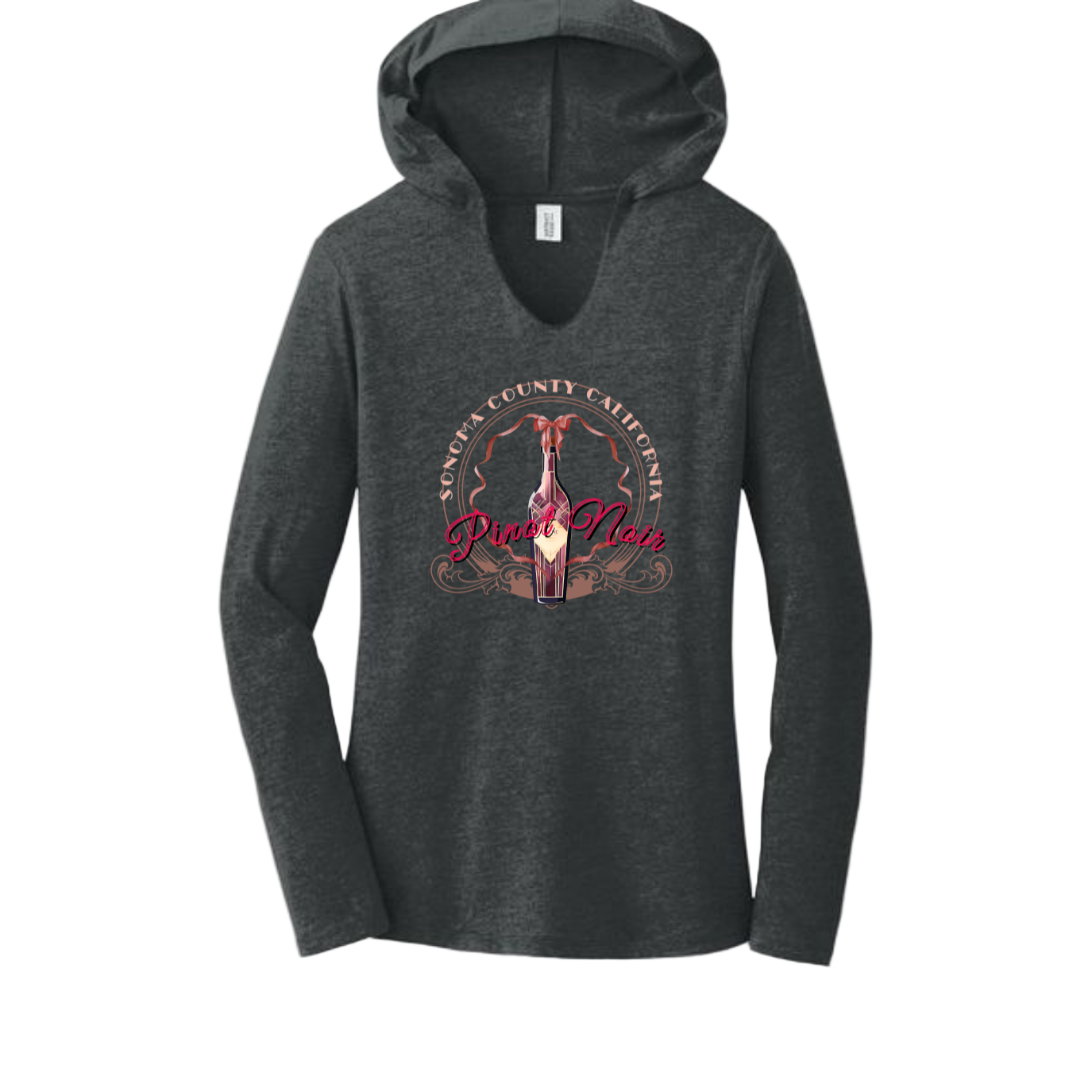 PINOT NOIR PINUP Long Sleeve Womens Hooded T-Shirt