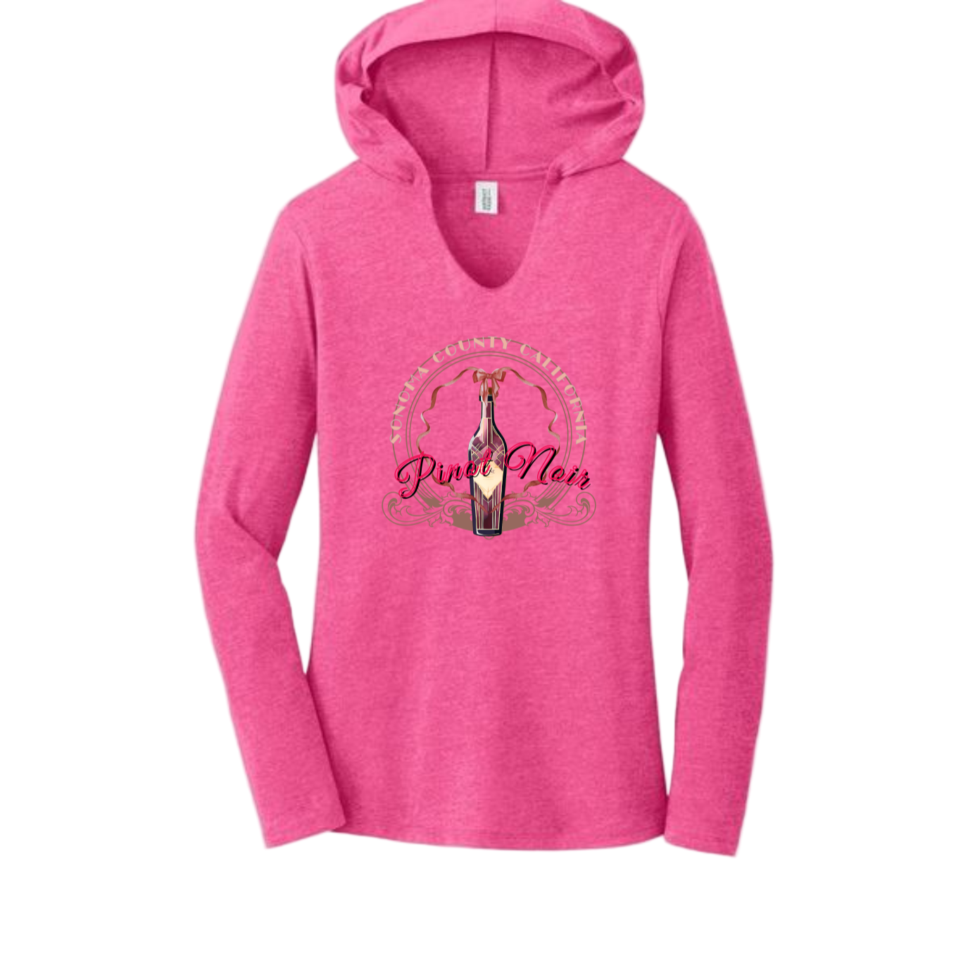 PINOT NOIR PINUP Long Sleeve Womens Hooded T-Shirt