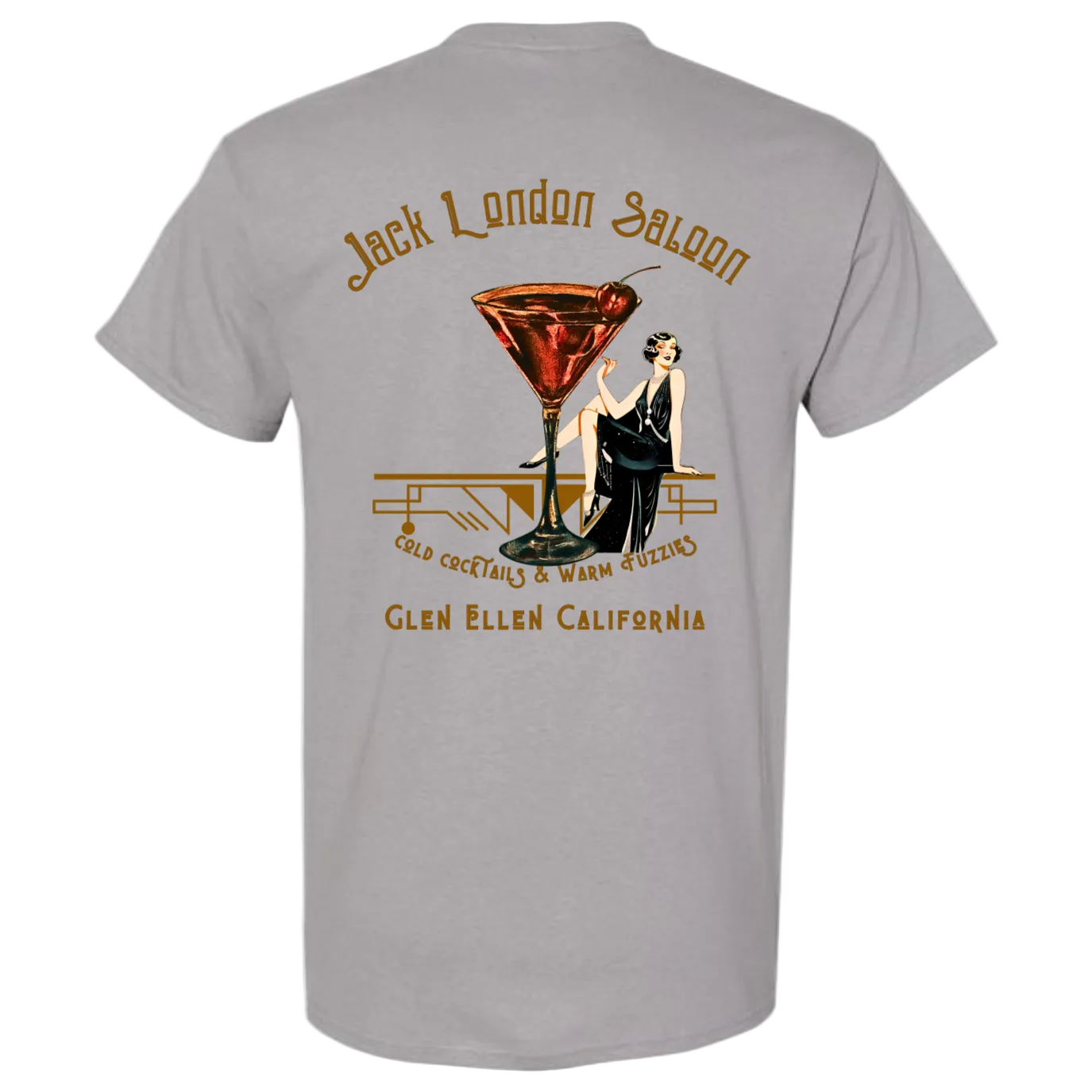 JACK LONDON SALOON "COLD COCKTAILS" MEN'S T-SHIRT