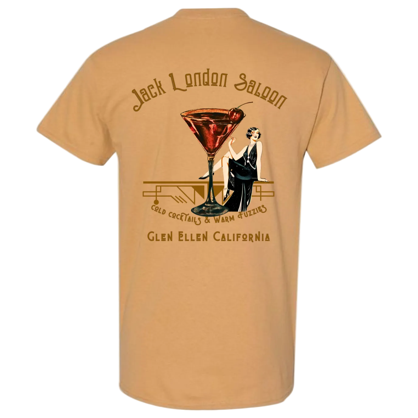 JACK LONDON SALOON "COLD COCKTAILS" MEN'S T-SHIRT
