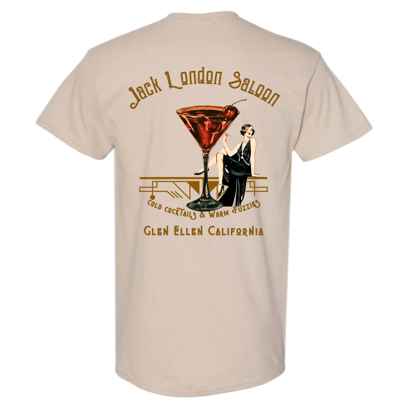 JACK LONDON SALOON "COLD COCKTAILS" MEN'S T-SHIRT