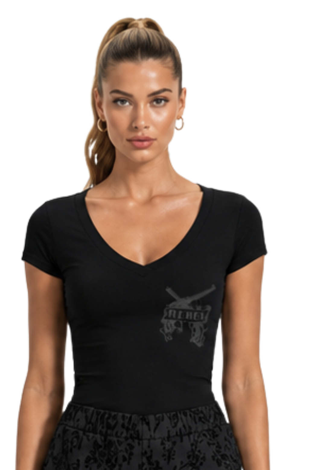 The Rebel Essential V-Neck Bodycon T-Shirt