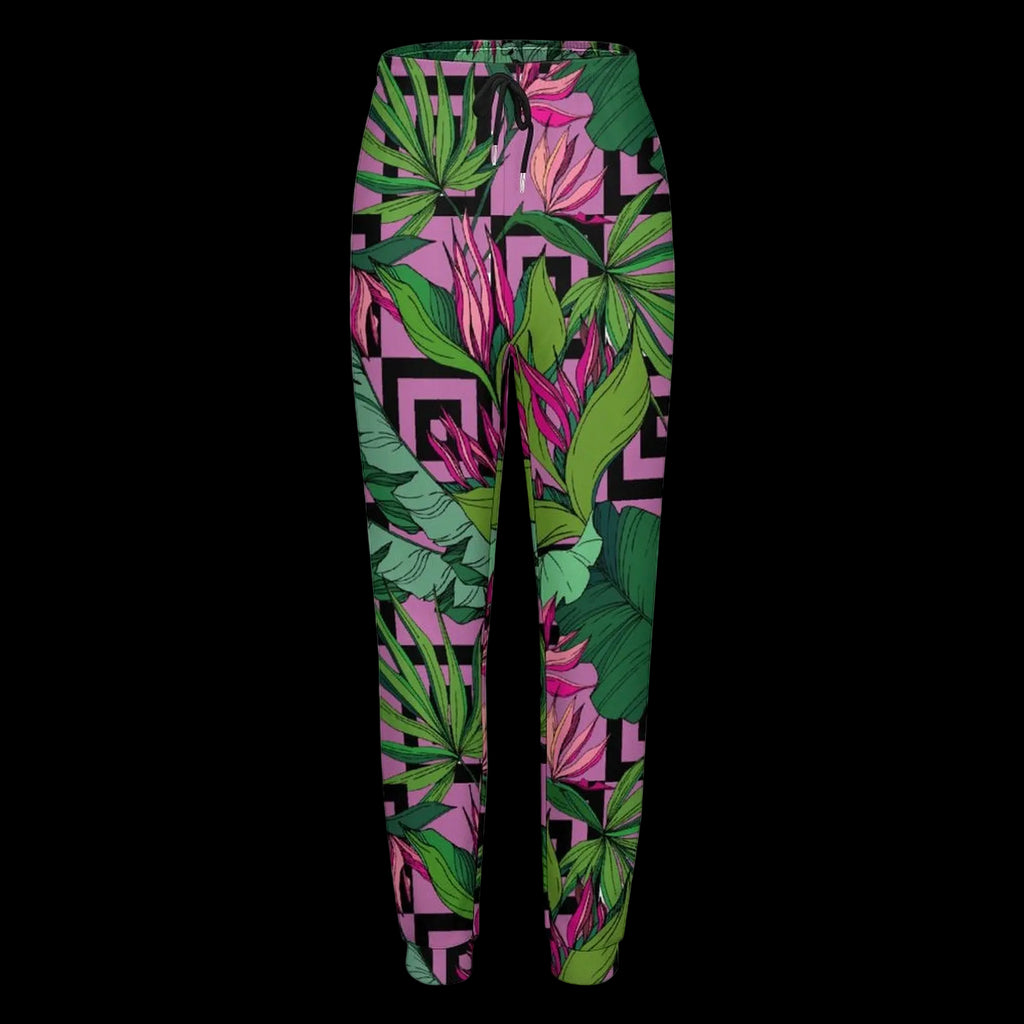 Pink Palm Geometric Print Sweatpants