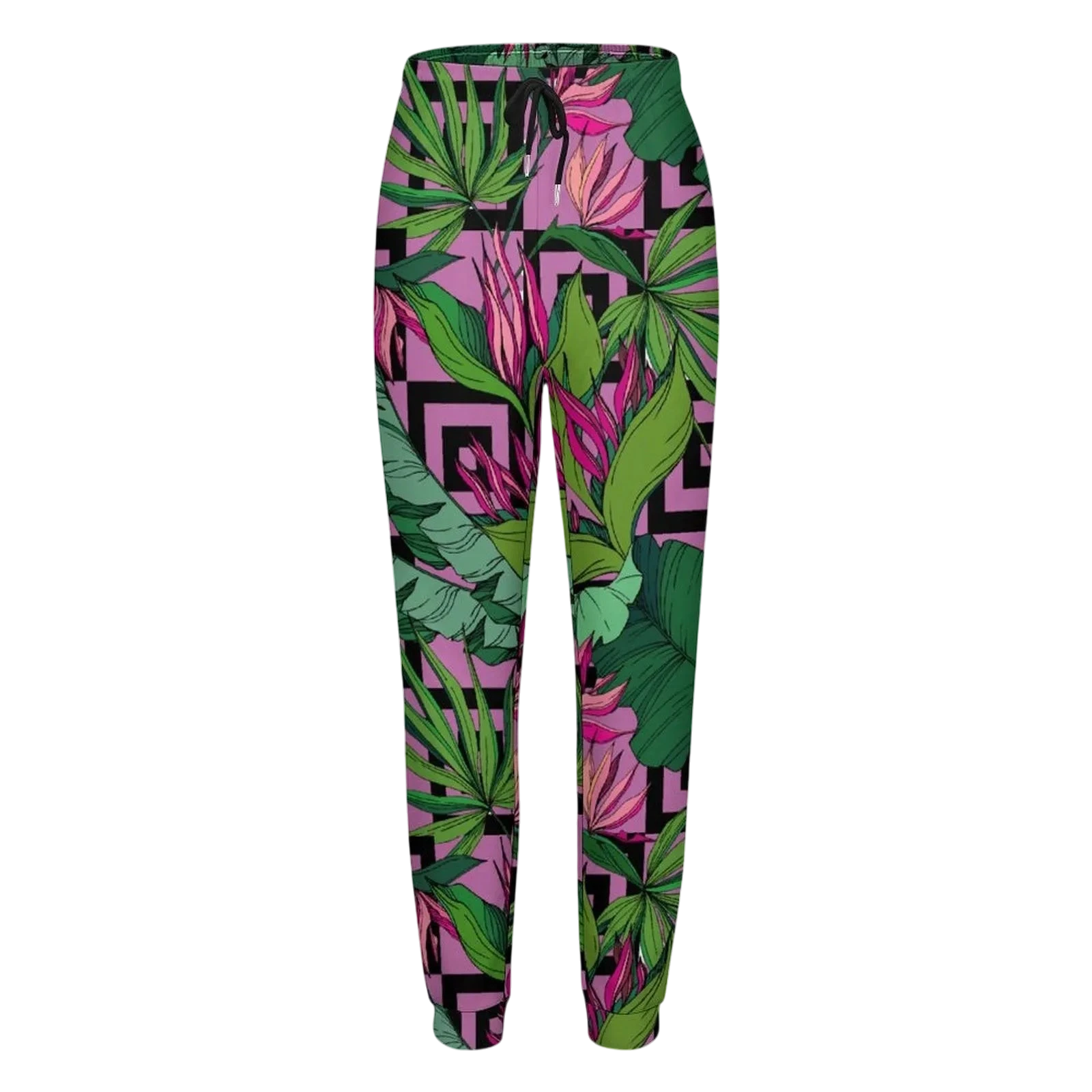 Pink Palms Print Women's Sweatpants