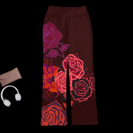 Red Bouquet Women's Drawstring Yoga Pants - Training Pants from Artsadd