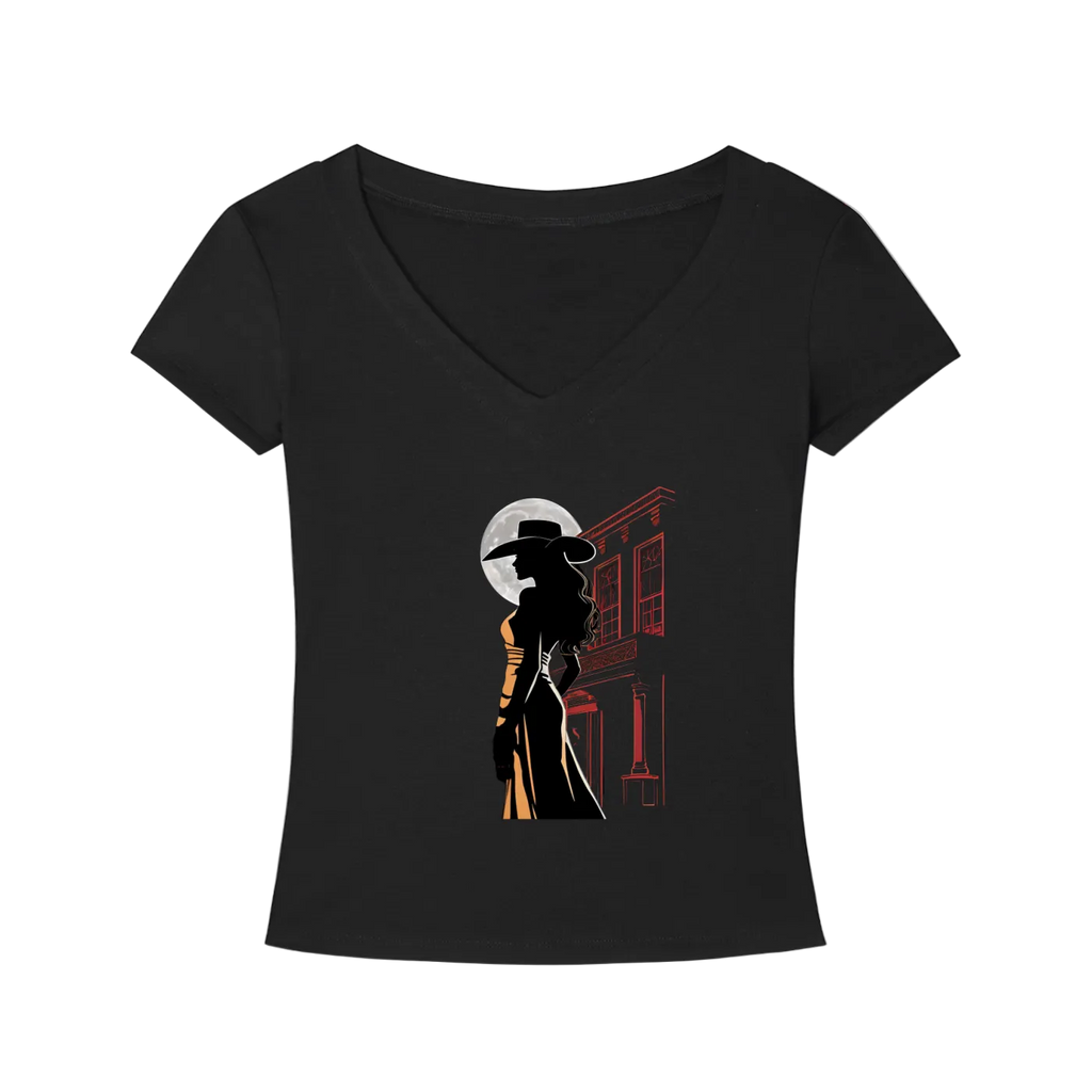 Saloon Silhouette V-Neck T-Shirt