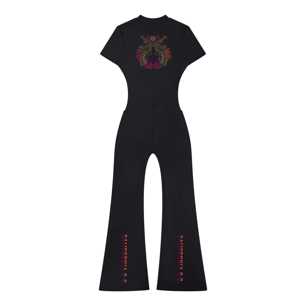 Women’s Tight Flared Leg Quarter-Zip Jumpsuit