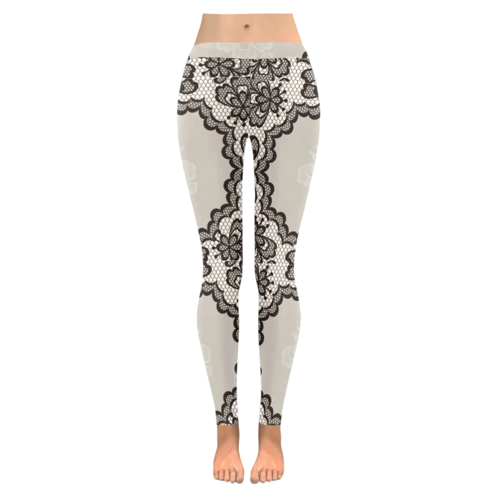 Nude Lace Print Women's Low Rise Yoga Leggings Main image