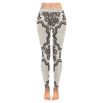 Nude Lace Print Women's Low Rise Yoga Leggings