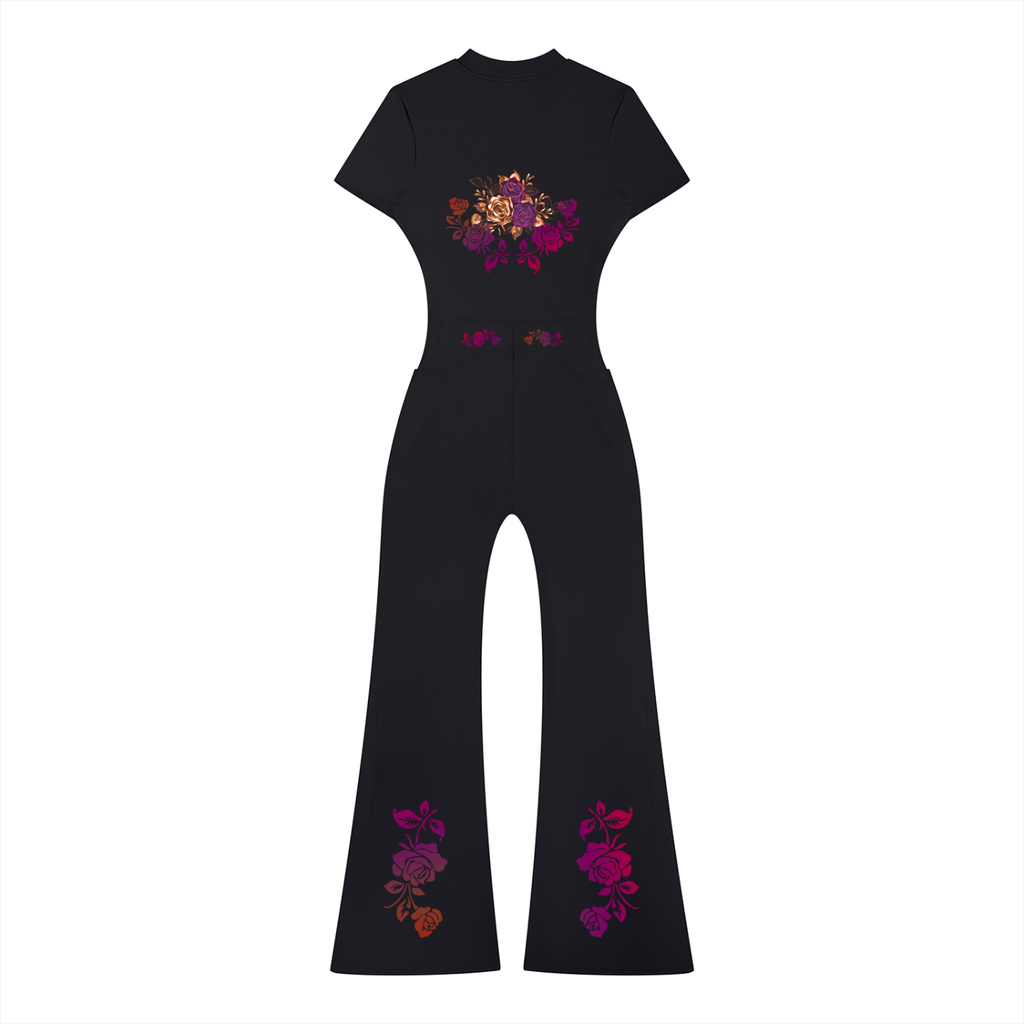 Women’s Tight Flared Leg Quarter-Zip Jumpsuit