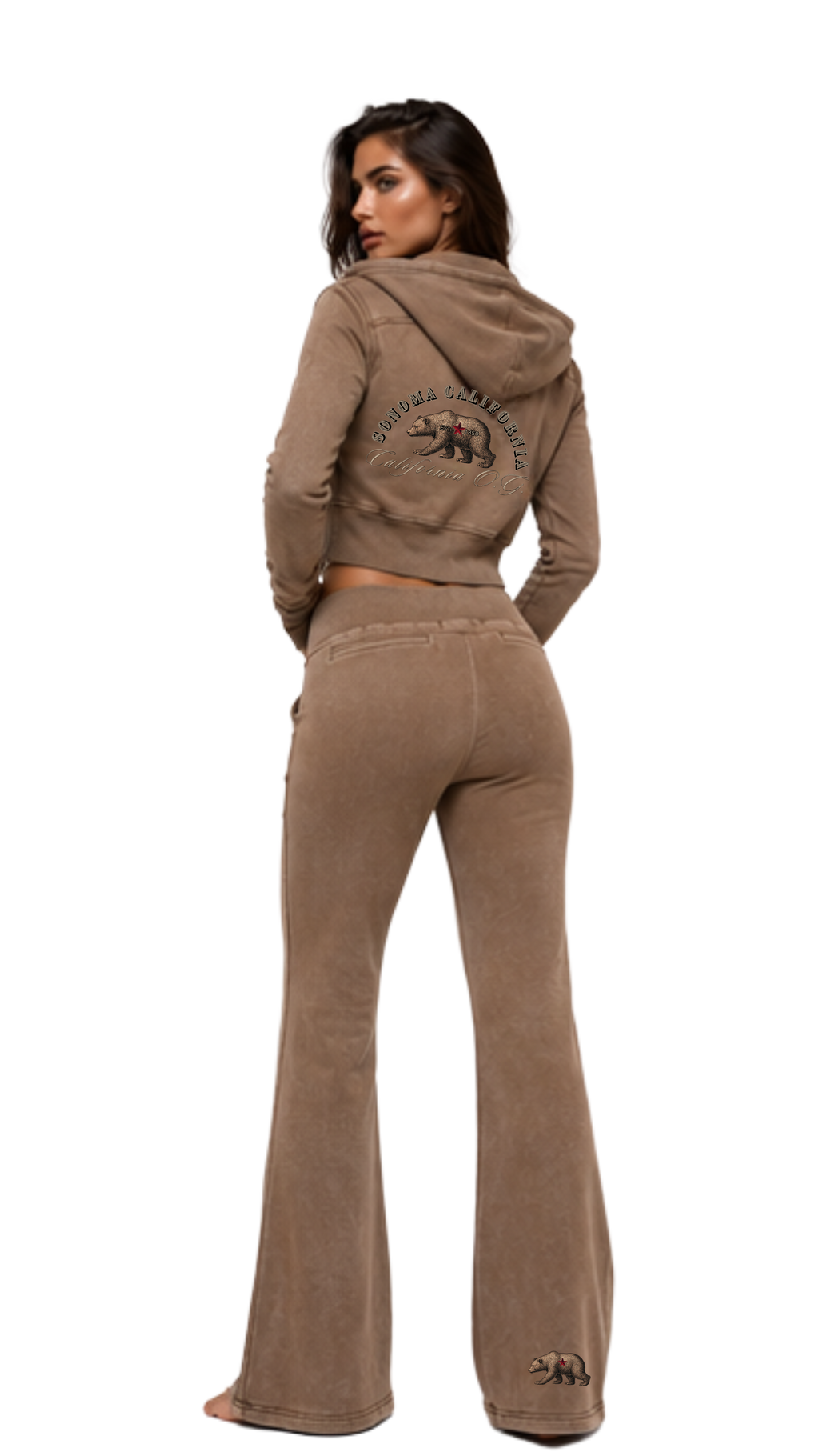 Cali Bear Revolt Vintage Washed Flared Fleece Pants