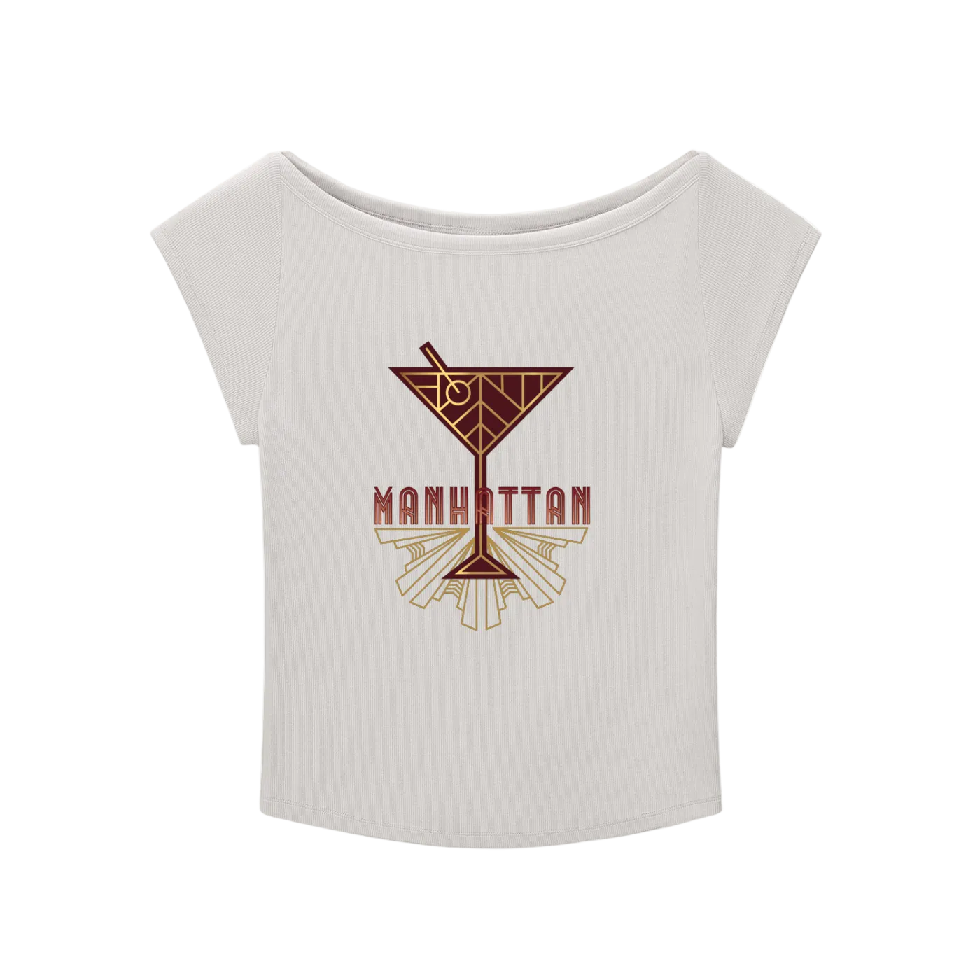 Vintage Manhattan Cocktail Wide Neck T-shirt Secondary image