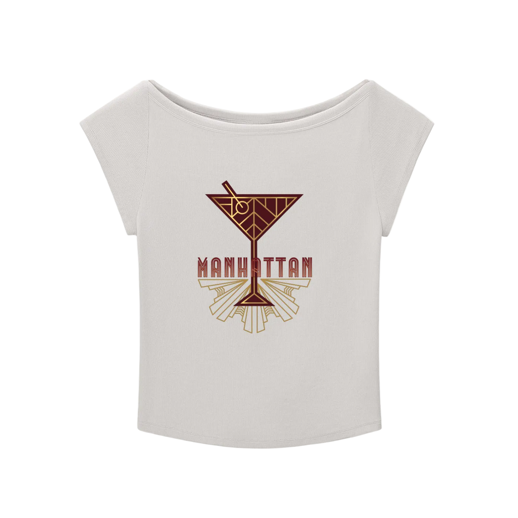 Vintage Manhattan Cocktail Wide Neck T-shirt