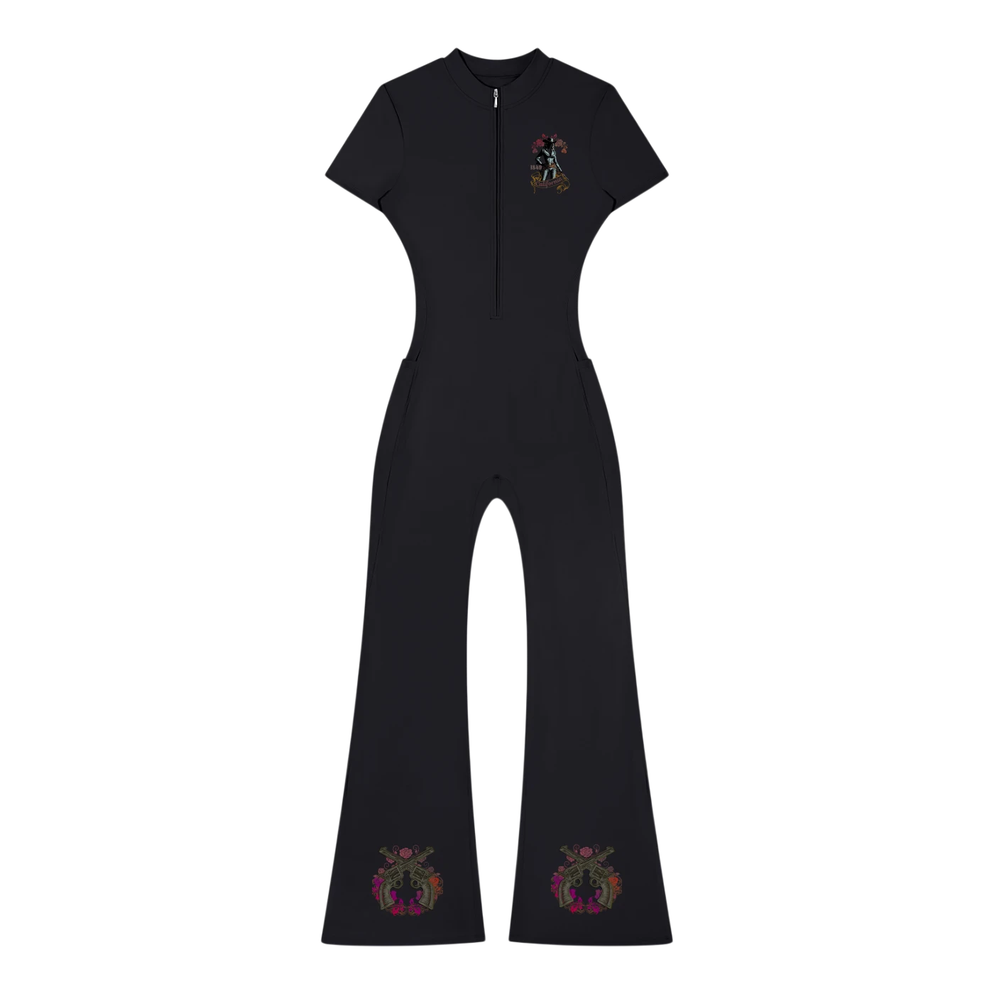 Women’s Tight Flared Leg Quarter-Zip Jumpsuit
