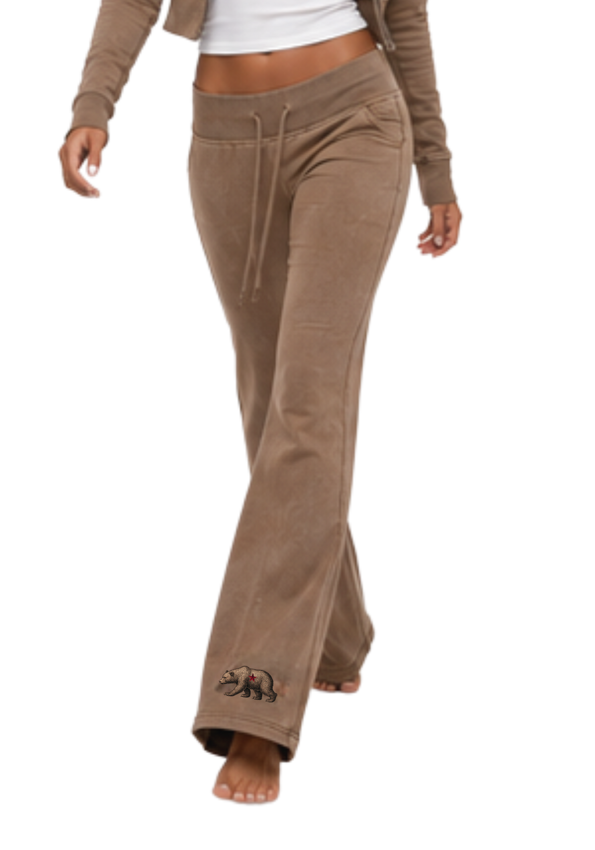 Cali Bear Revolt Vintage Washed Flared Fleece Pants