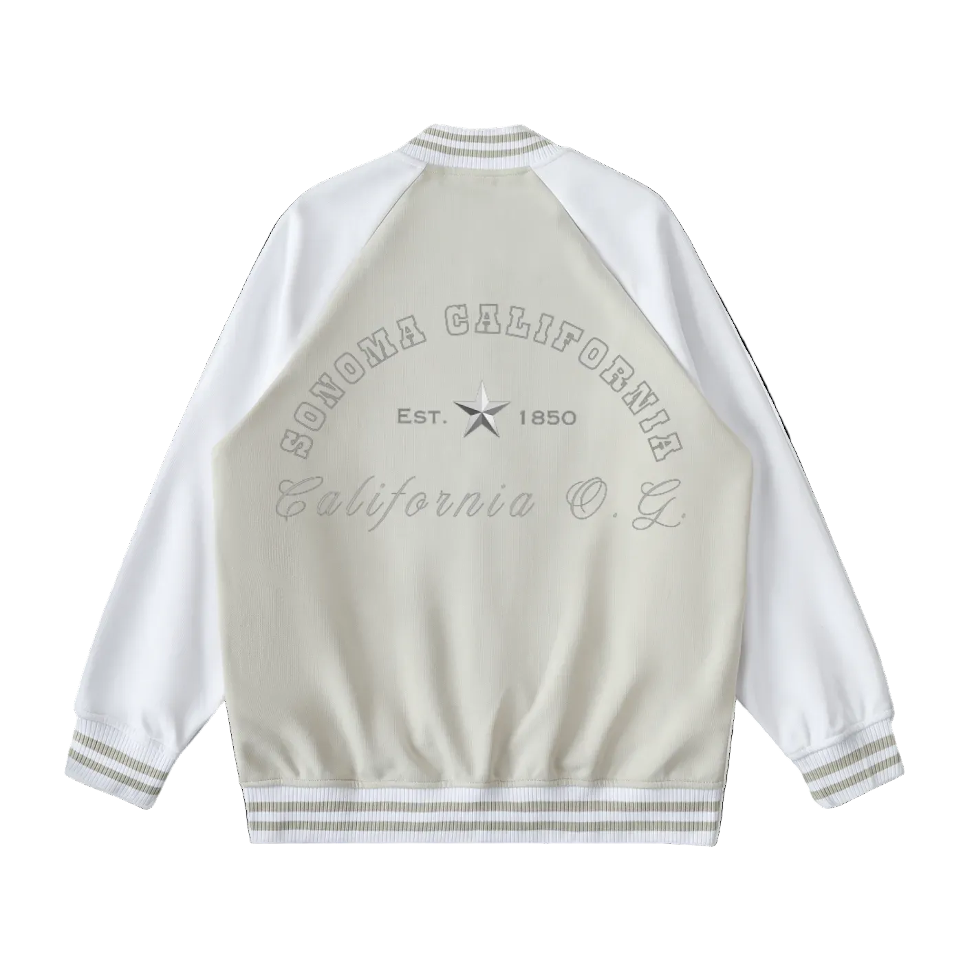 Sonoma California O.G. Collegiate Two Tone Raglan Sleeve Varsity Jacket